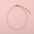 White Beaded Anklet (Gold Plated)