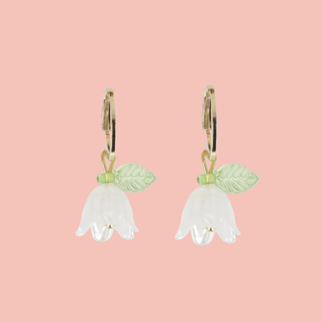 White Bell Orchid Huggie Hoop Earrings