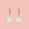 White Bell Orchid Huggie Hoop Earrings