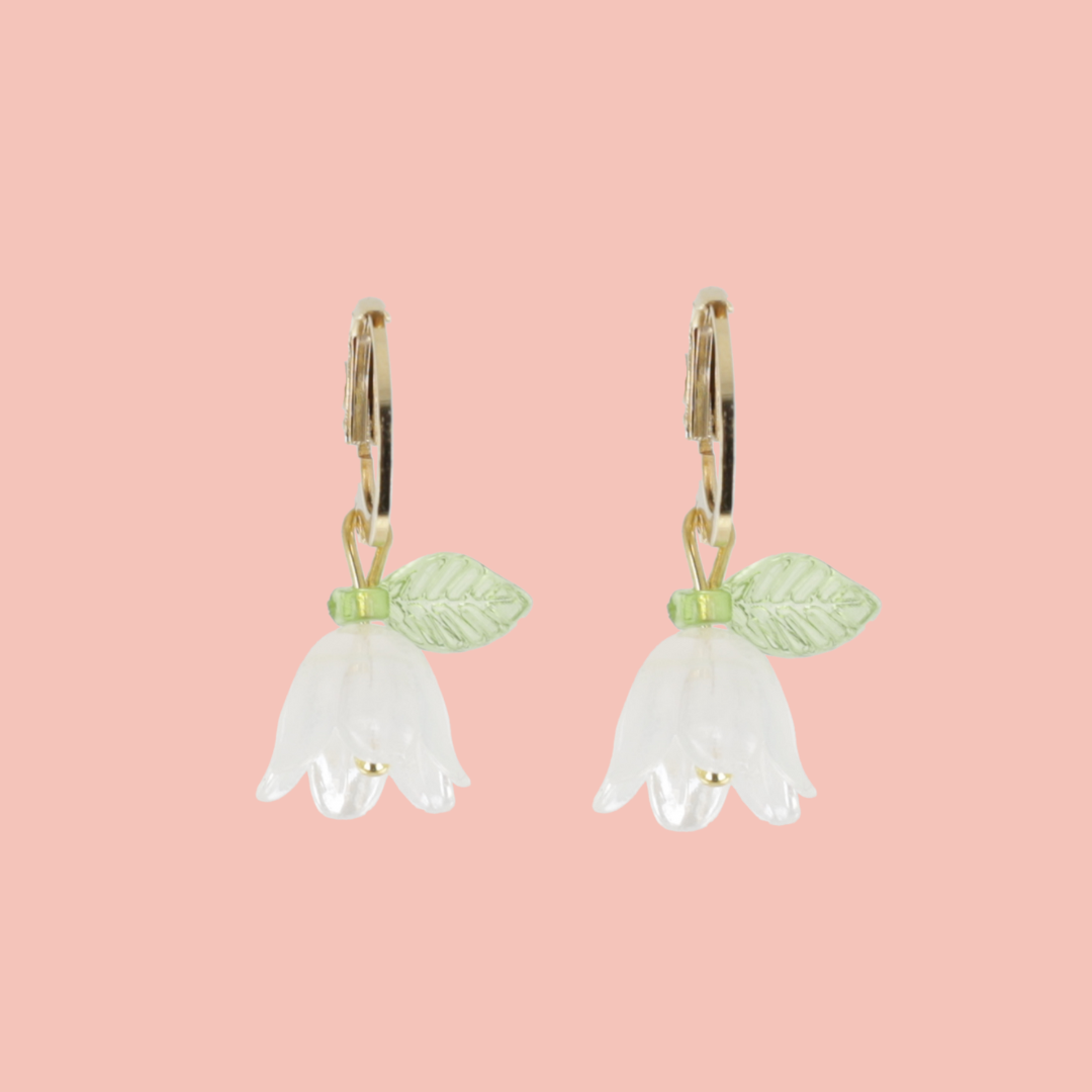 White Bell Orchid Huggie Hoop Earrings