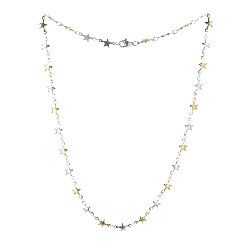 Two Toned Star Chain Necklace
