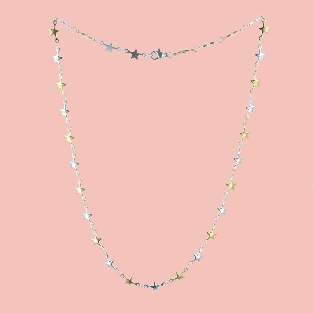 Two Toned Star Chain Necklace