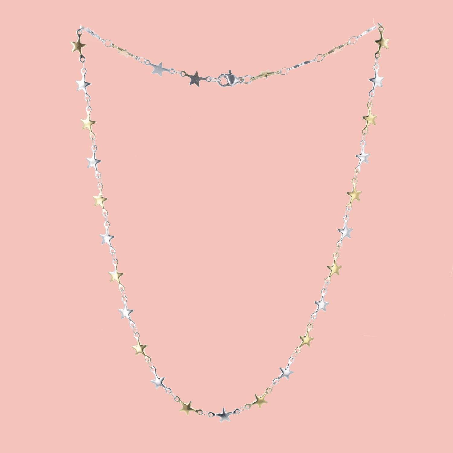 Two Toned Star Chain Necklace