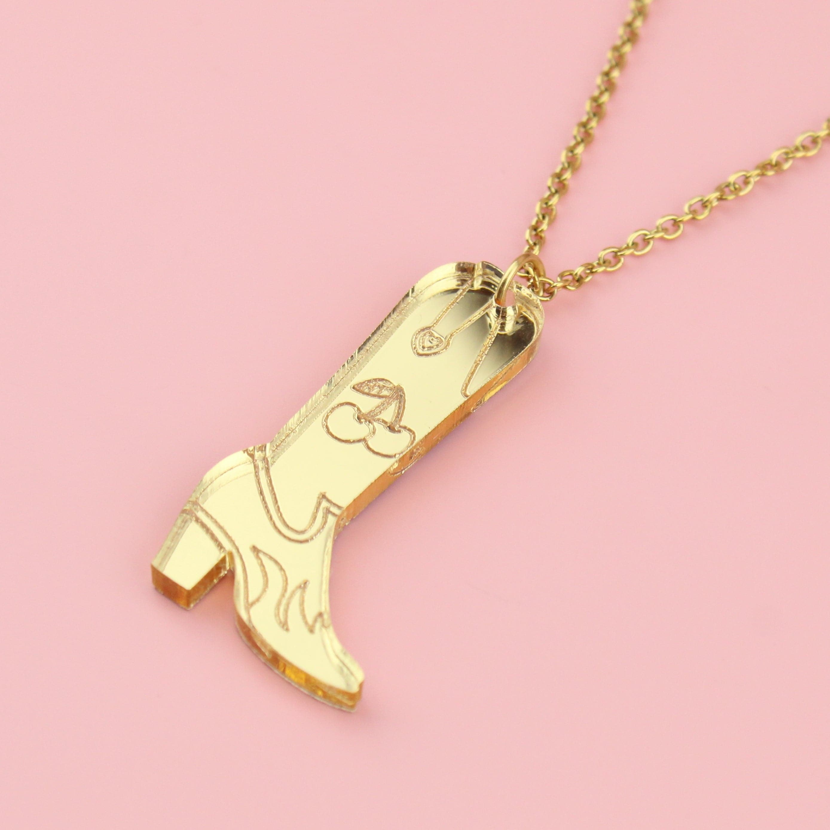 Working 9-5 Gold Cowgirl Boot Necklace