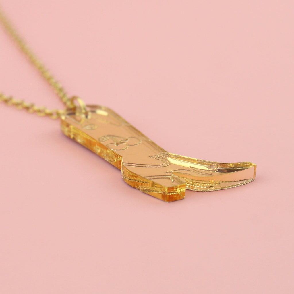Working 9-5 Gold Cowgirl Boot Necklace