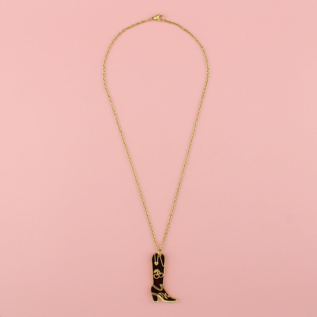 Working 9-5 Gold Cowgirl Boot Necklace