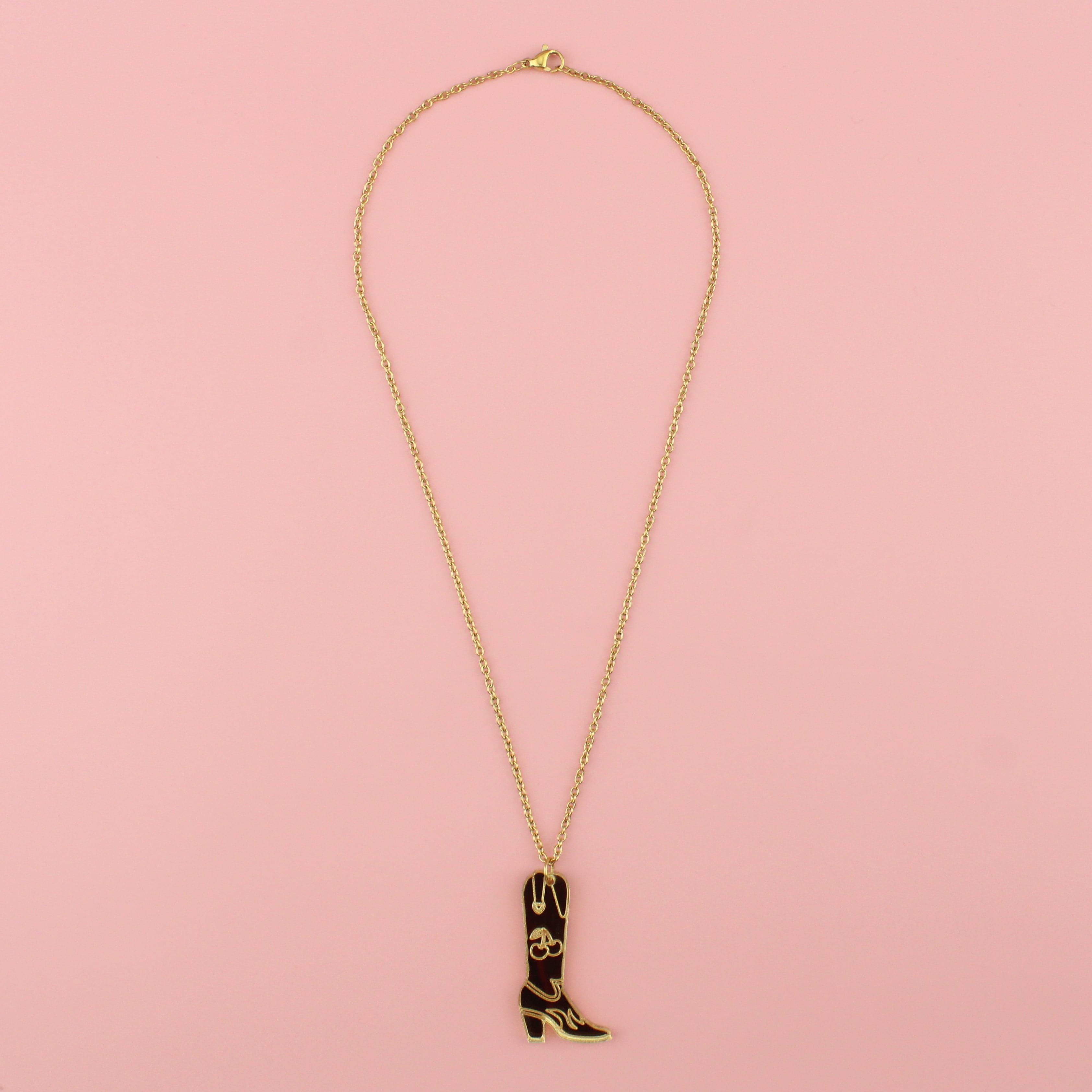 Working 9-5 Gold Cowgirl Boot Necklace
