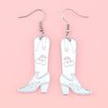 Working 9-5 Silver Cowgirl Boot Earrings