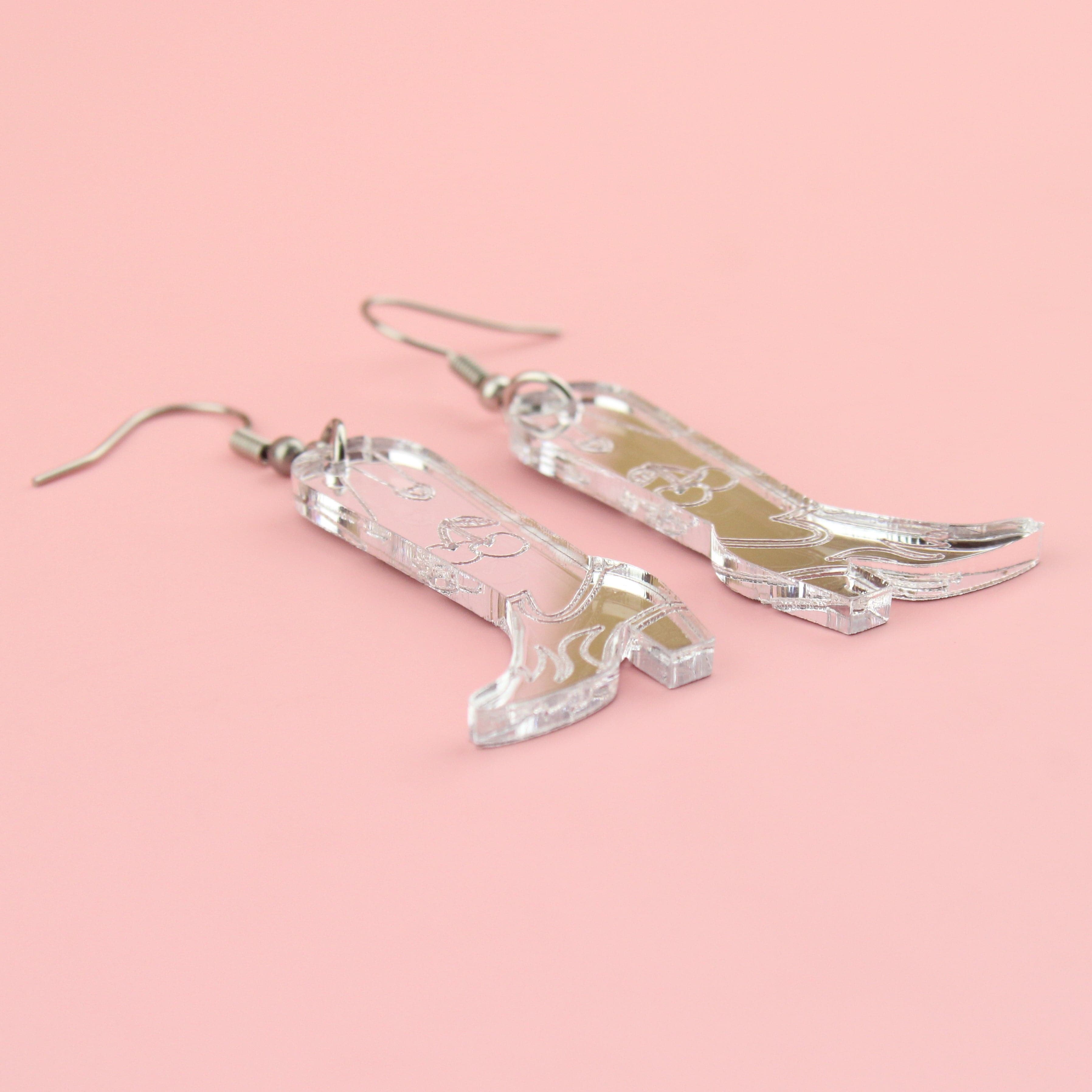 Working 9-5 Silver Cowgirl Boot Earrings