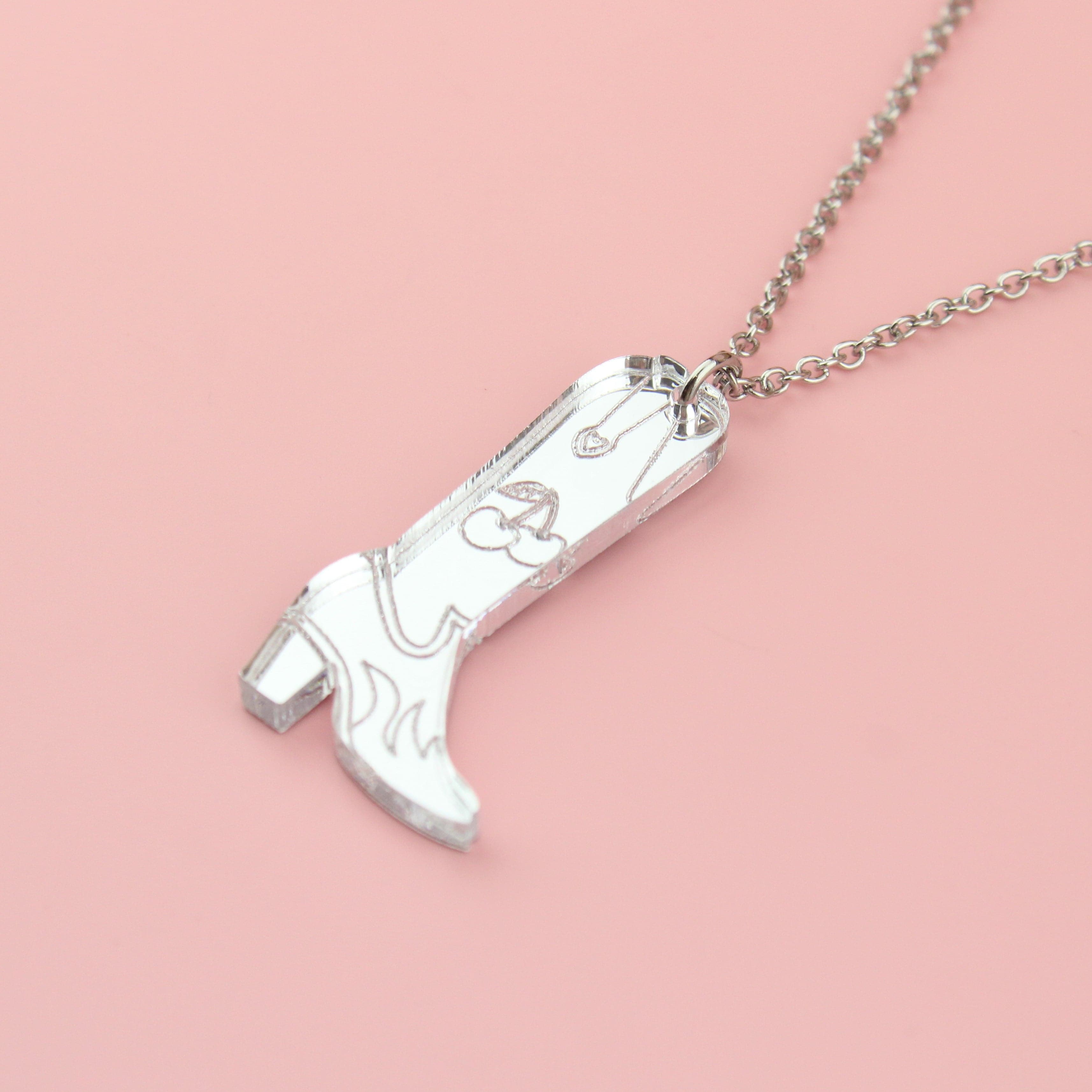 Working 9-5 Silver Cowgirl Boot Necklace