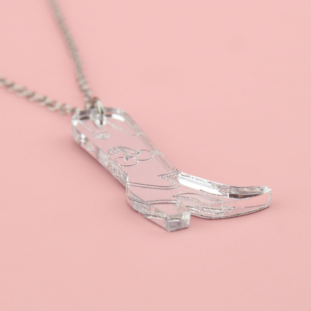 Working 9-5 Silver Cowgirl Boot Necklace