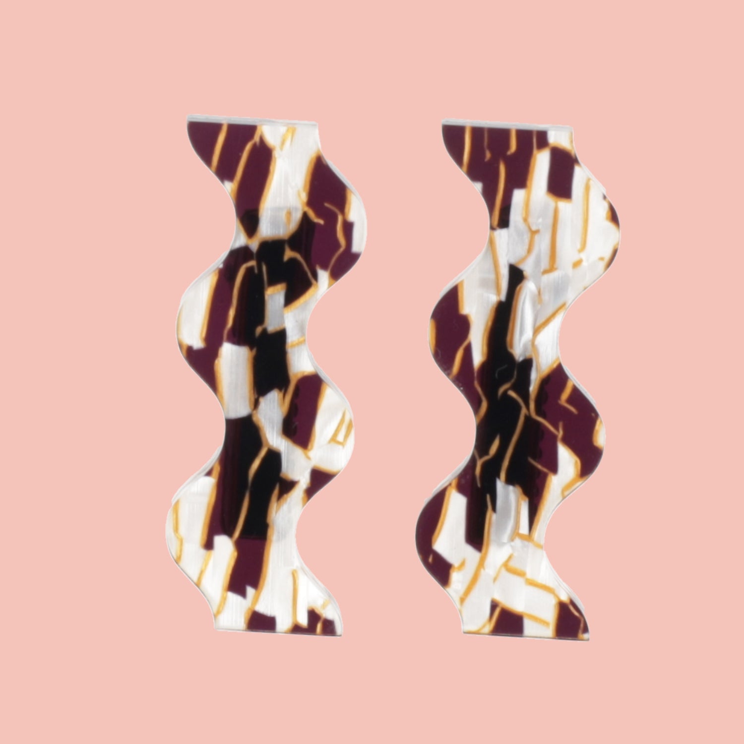 White and Gold Wavy Hair Clips