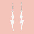White Lightning Bolt Earrings