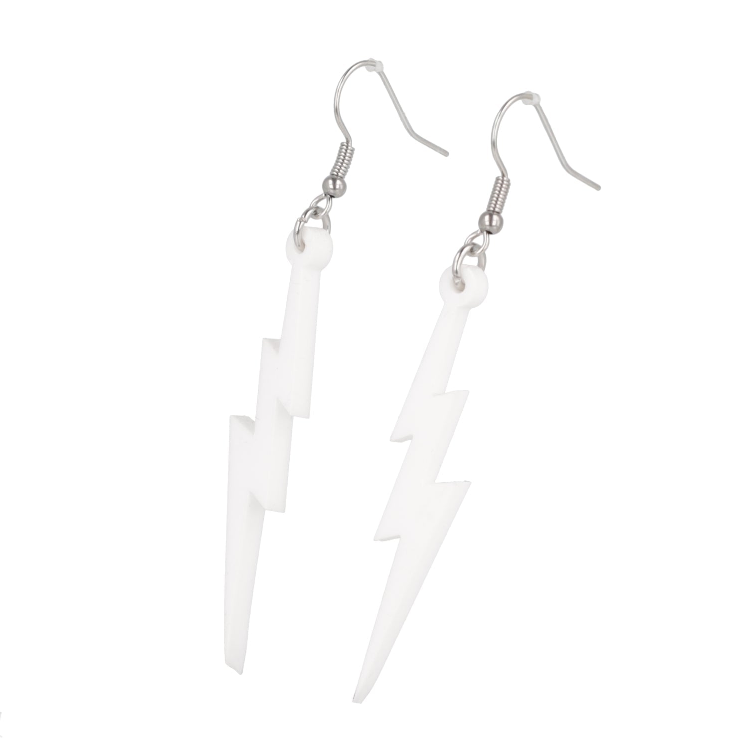 White Lightning Bolt Earrings