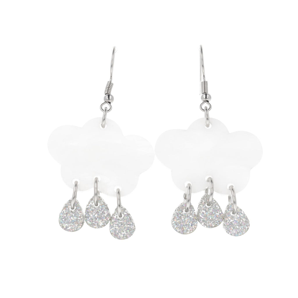 White Glitter Acid Rain Earrings