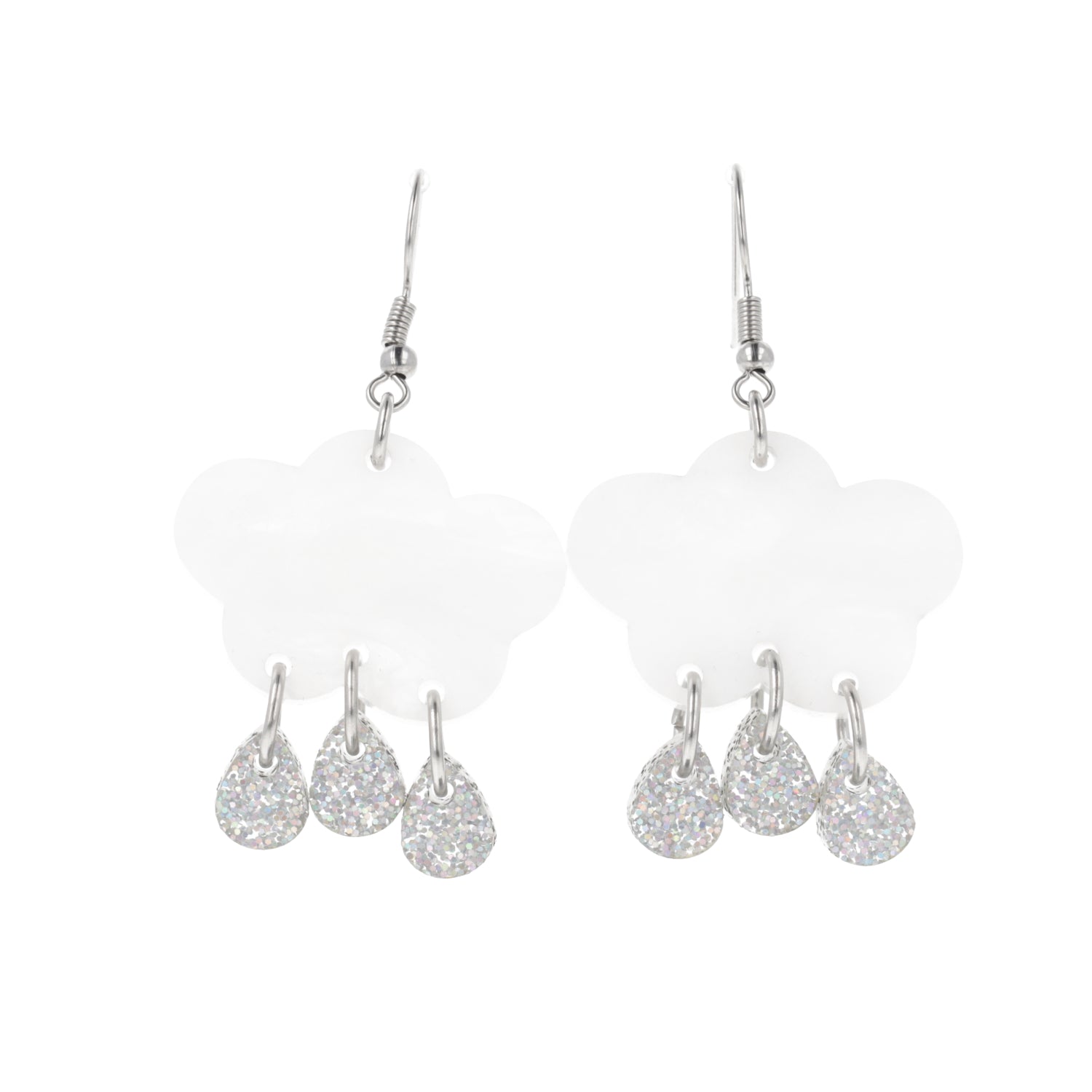 White Glitter Acid Rain Earrings