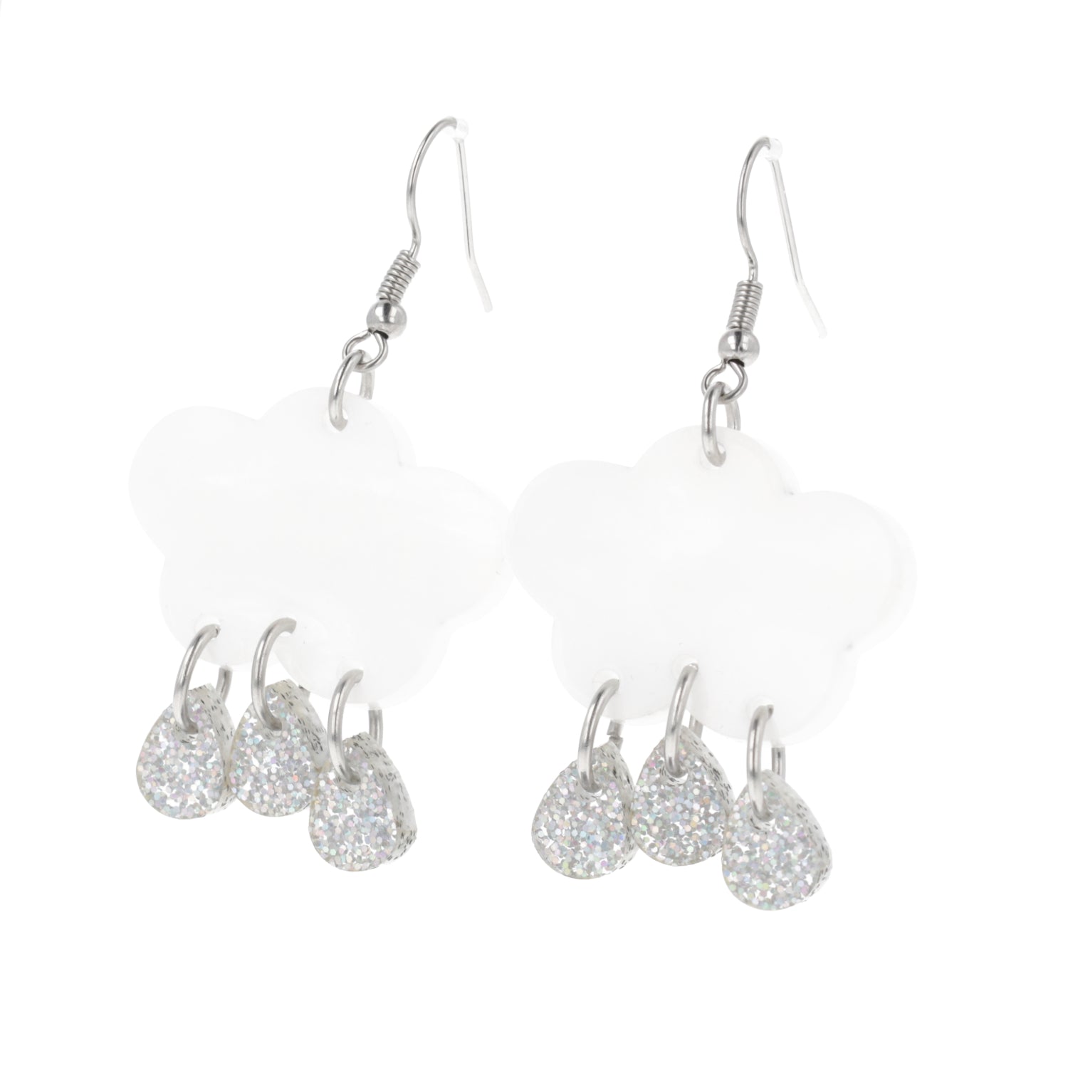 White Glitter Acid Rain Earrings